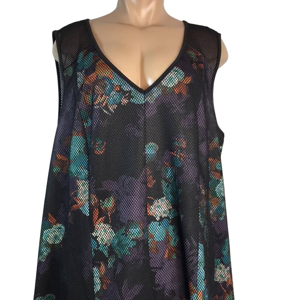 Spenser Jeremy Woman Mesh & Floral Sleeveless‎ Dress Size 3X Goth Witchy Mesh